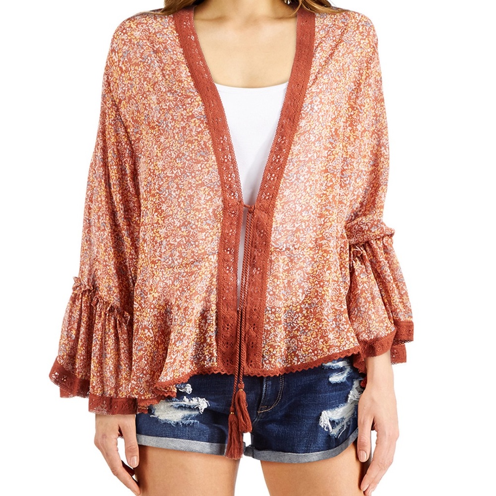 Free People Lola Sheer Kimono Neutral Combo